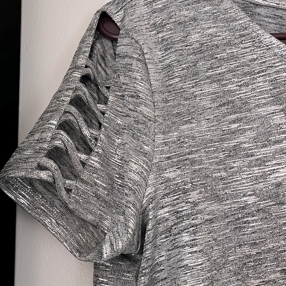 Petite Metallic Asymmetrical Top - Perfect for Holidays! - Picture 2 of 3